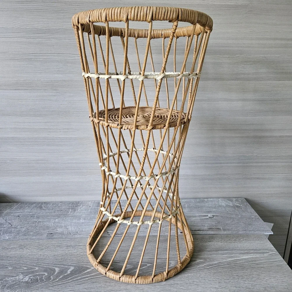 Vintage Rattan Wicker Plant Stand 23